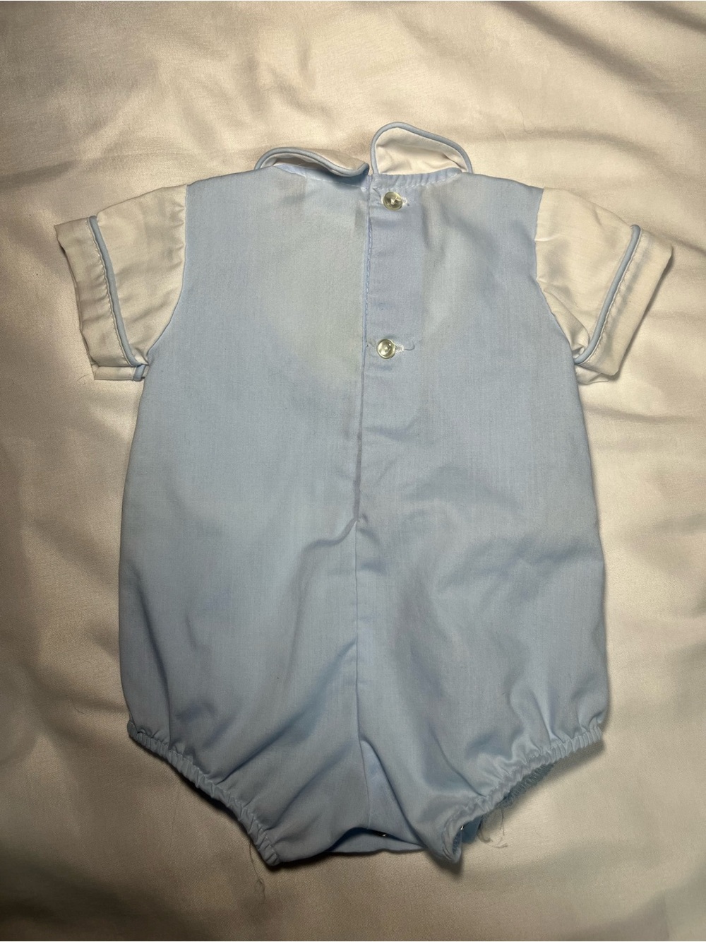 Vintage Bryan Baby One Piece 0-3 Months Blue Rabbit Baby Romper Embroidered - Picture 4 of 6